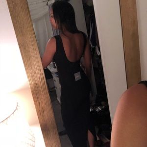 Black Ankle Grazer Low Back Maxi Dress